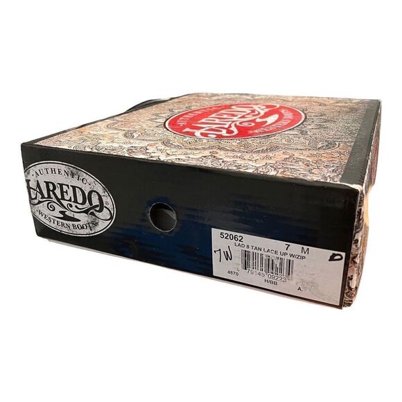 LAREDO BOOTS‎ WOMEN'S 7 BROWN SARA ROSE TAN SIDE-ZIP LEATHER WESTERN 52062 - Picture 4 of 11